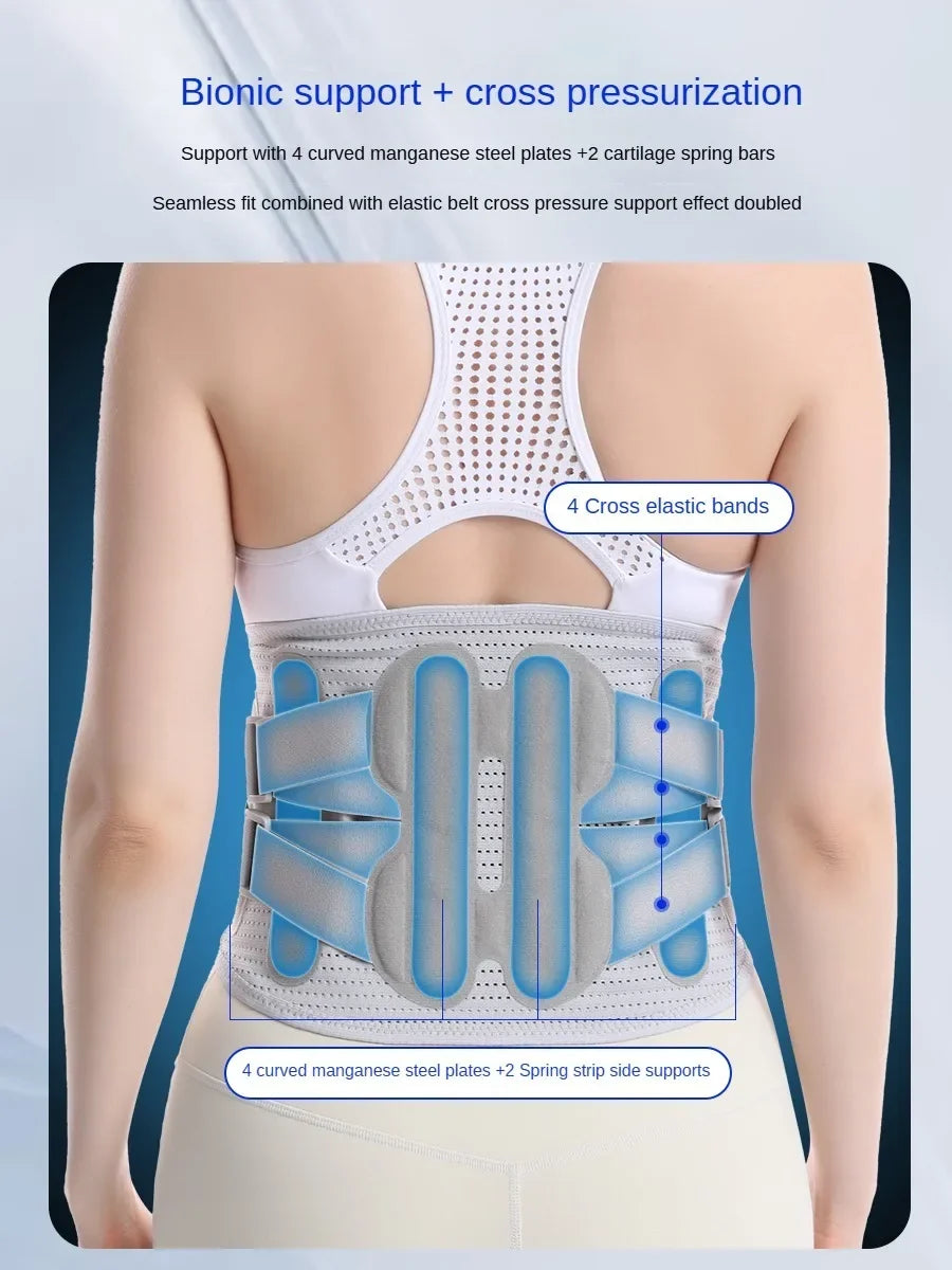 חגורת תמיכה לגב - חגורת לומבר לכאבי גב, סיאטיקה, סקוליוזה, דיסק פגום, רצועות מתכווננות - תחתונה עם 3 כריות לגברים ונשים
