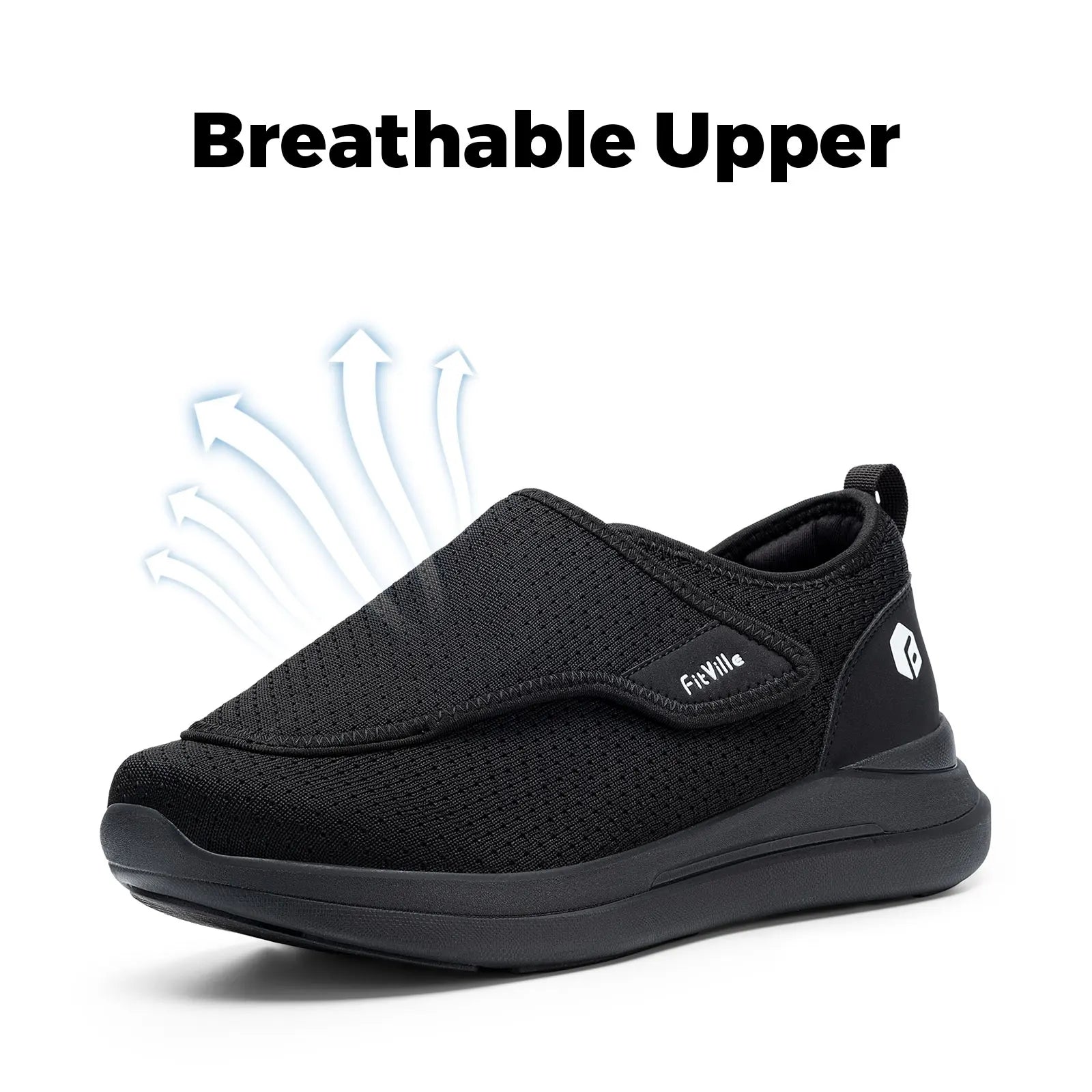 עלי FitVille אורתופדיות רחבות לגברים – נעלי הליכה מתכווננות להקלה על כאבי רגליים לסוכרת וקשישים